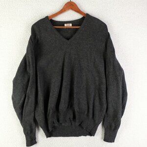 William Lockie Sweater Mens Extra Large Gray V Neck Lambswool Preppy